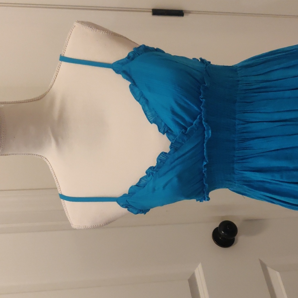 Banana Republic spaghetti stripes blue dress Y2K Cottagecore Vintage Summer - Picture 2 of 10